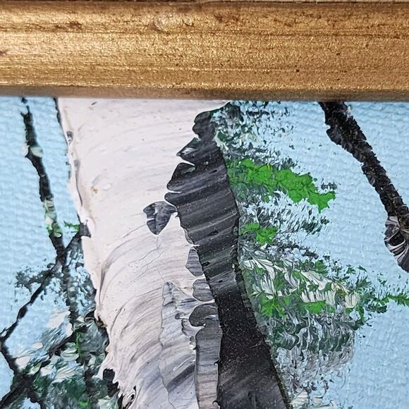 Birch Tree Oil Painting Northwoods Snowy Forest Winter Woods Aspen Pine Fir Snow - Picture 11 of 12